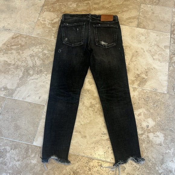Moussy Vintage Black Glendale Mid Rise Distressed Frayed Hem Cropped Jeans - Picture 8 of 10